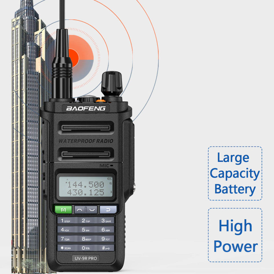 Baofeng UV 9R PRO Waterproof  UHF/VHF 8W Long Range Radio Walkie Talkie + Earpce
